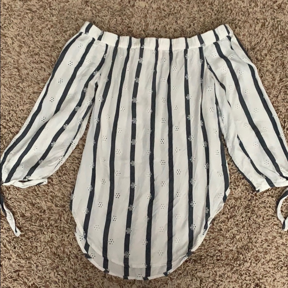 Gray and White off the shoulder top